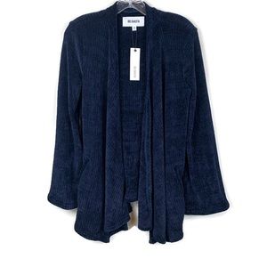 BB Dakota Blue Soft Cardigan Pockets Velvet Knit